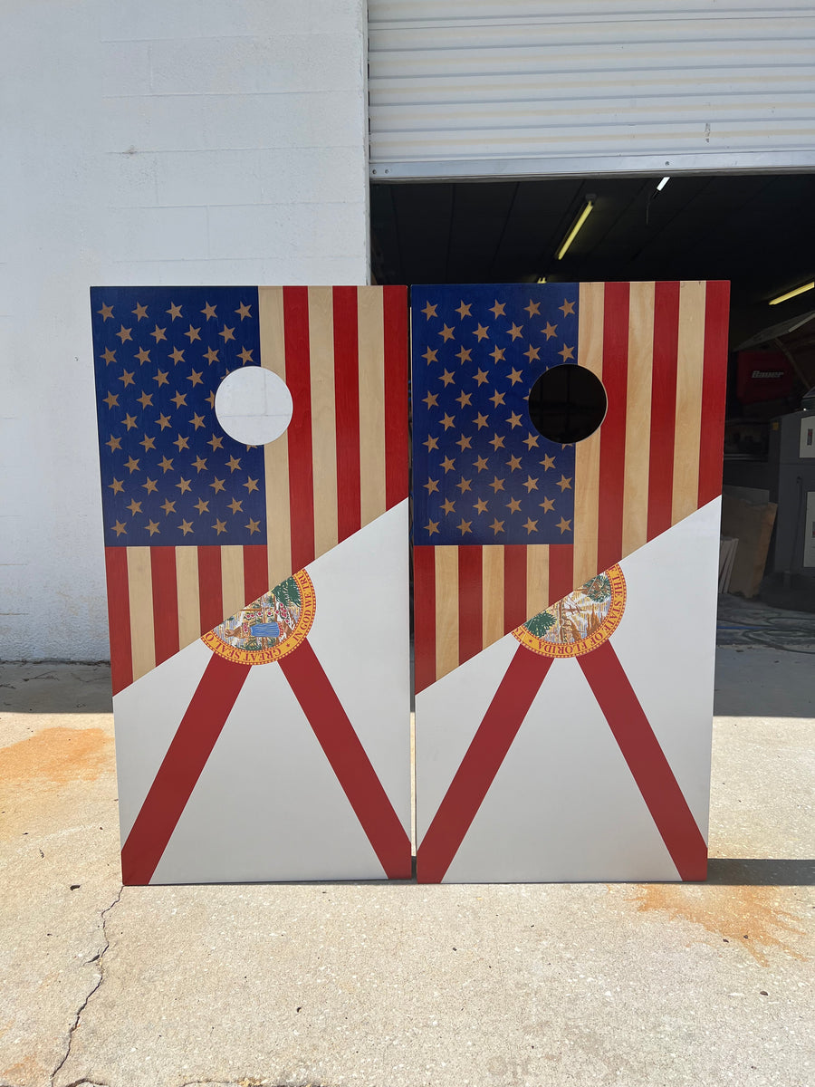 American/Florida Flag Corn Hole Boards – Southern Sawdust